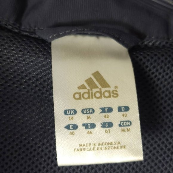 Adidas Mens Jacket Windbreaker Gray Yellow Waist Length Pockets Logo Mock Neck M - Picture 7 of 8